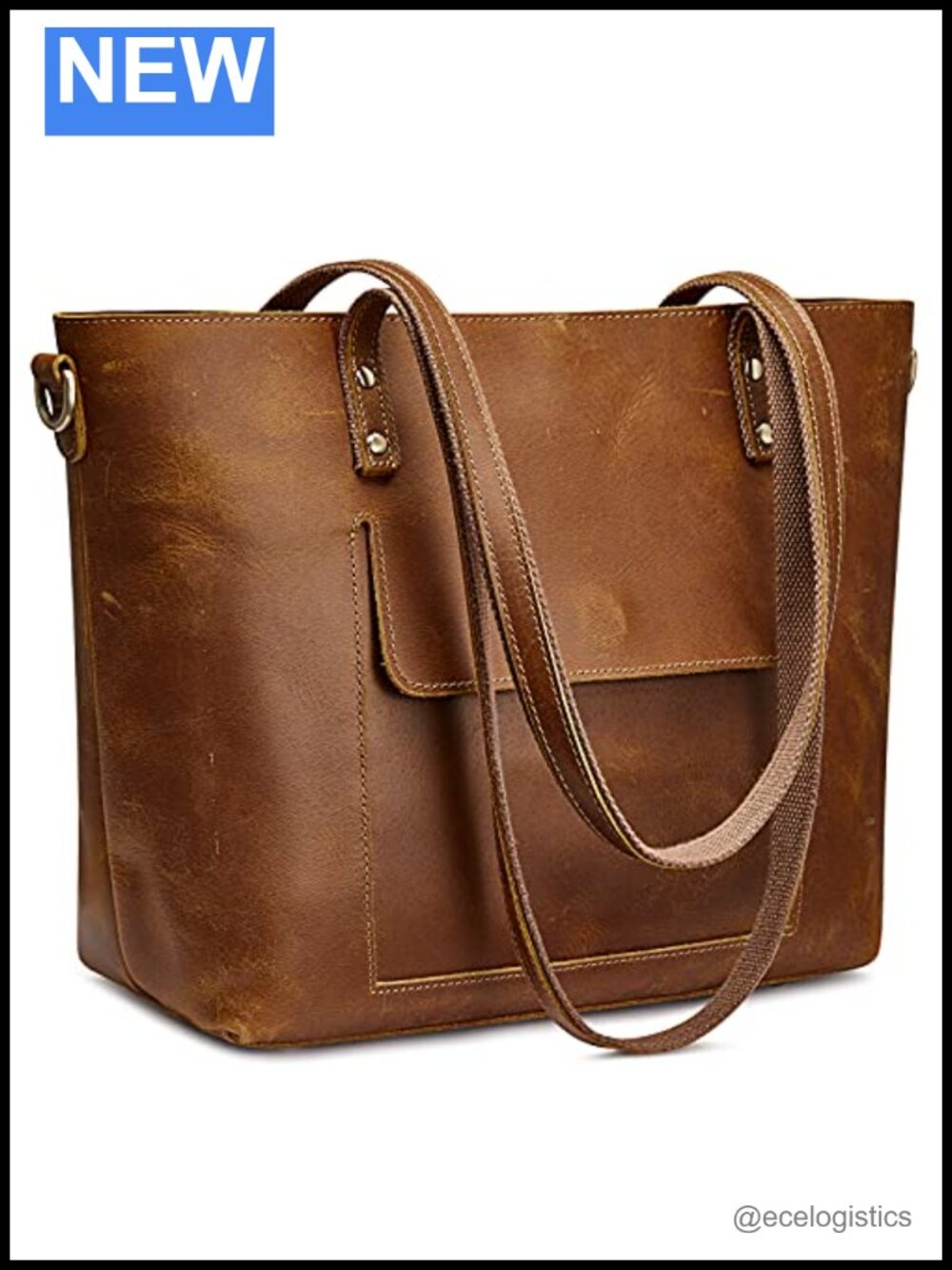 Genuine Leather Tote Bag Women Shoulder Handbag Crossbody Purse Work Travel